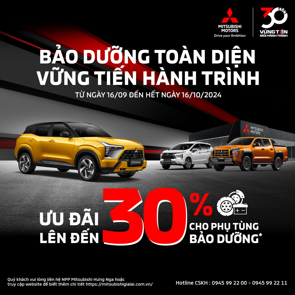 CHƯƠNG TRÌNH ƯU ĐÃI DỊCH VỤ ĐẶC BIỆT – 30 NĂM MITSUBISHI MOTORS VIỆT NAM