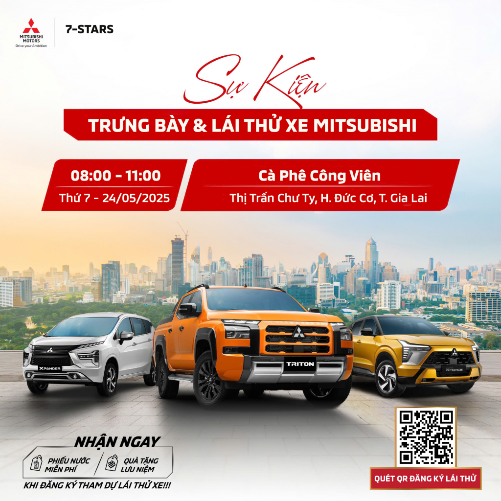 CHÀO HÈ CÙNG “SỰ KIỆN” TRƯNG BÀY VÀ LÁI THỬ CÁC DÒNG XE MITSUBISHI TẠI H. ĐỨC CƠ – T. GIA LAI
