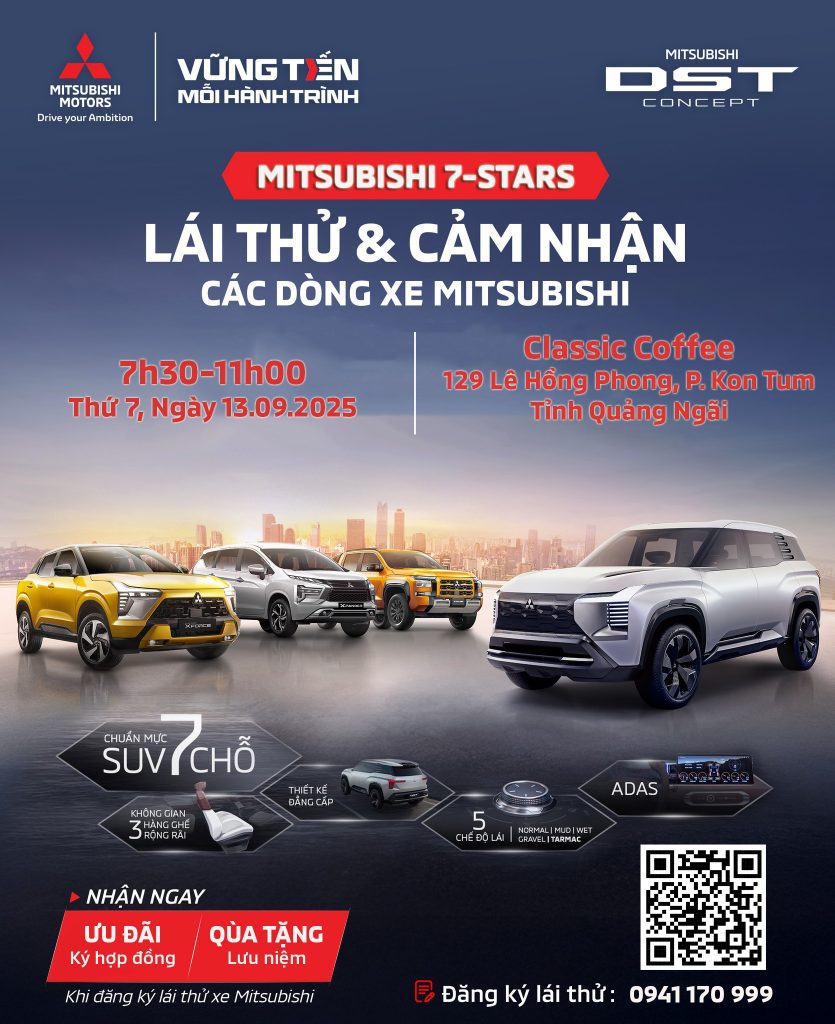 THÁNG 9 CÙNG “SỰ KIỆN” TRƯNG BÀY VÀ LÁI THỬ CÁC DÒNG XE MITSUBISHI TẠI P. KON TUM – T.QUẢNG NGÃI