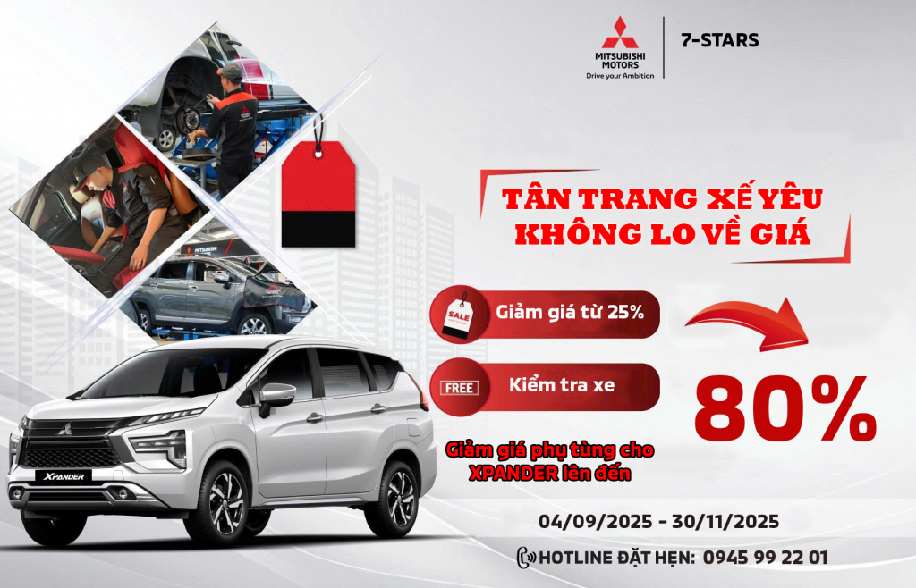 ƯU ĐÃI BẢO DƯỠNG VÀNG – DÀNH RIÊNG CHO MITSUBISHI XPANDER