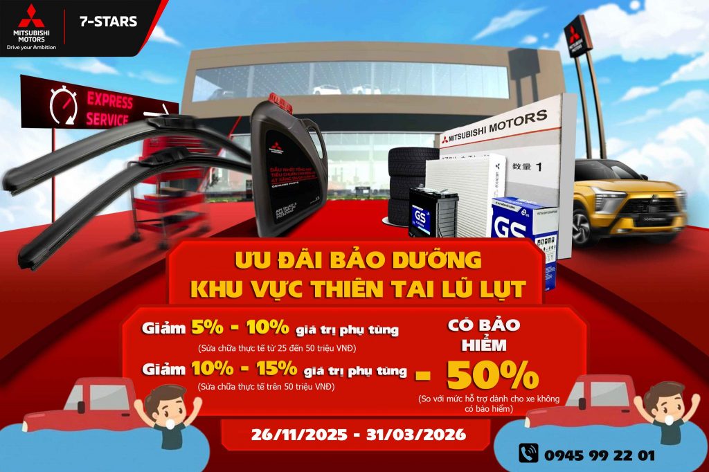 MITSUBISHI 7-STARS – ĐỒNG HÀNH CÙNG XẾ YÊU BỊ ẢNH HƯỞNG BỞI MƯA LŨ