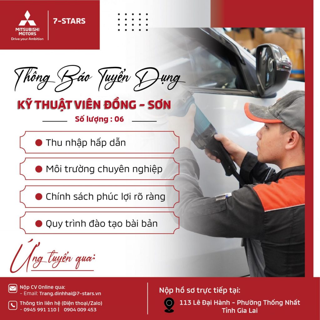 MITSUBISHI 7-STARS – TUYỂN DỤNG KỸ THUẬT VIÊN ĐỒNG -SƠN KHU VỰC GIA LAI – KON TUM PHỎNG VẤN ĐI LÀM NGAY
