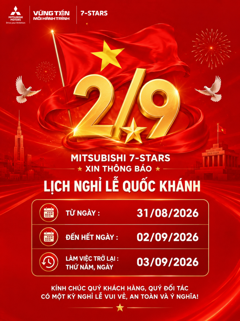 MITSUBISHI 7-STARS THÔNG BÁO LỊCH NGHỈ LỄ QUỐC KHÁNH 2/9